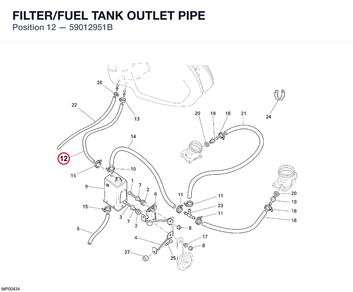 FILTER/FUEL TANK OUTLET PIPE 59012951B diagram position