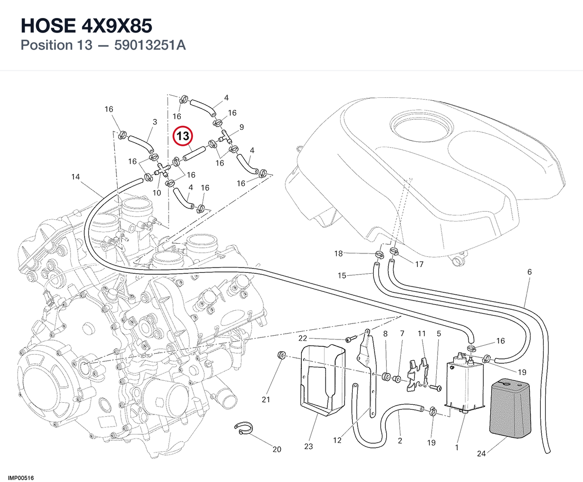 HOSE 4X9X85 59013251A diagram position