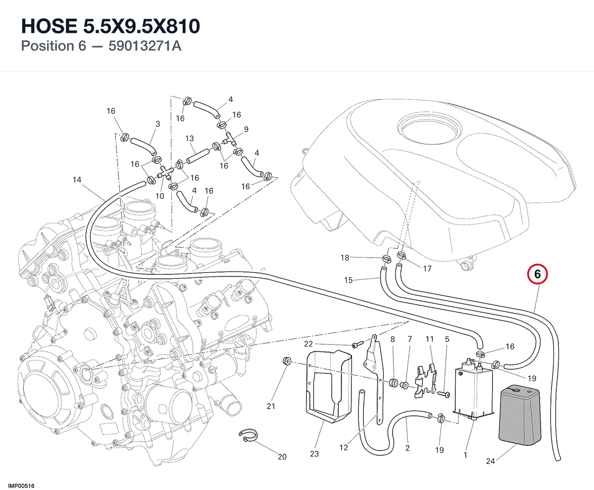 HOSE 5.5X9.5X810 59013271A diagram position