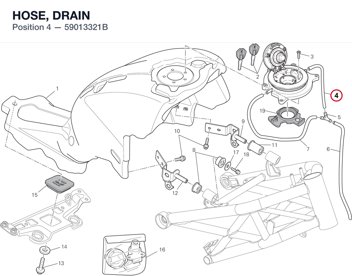 HOSE, DRAIN 59013321B diagram position