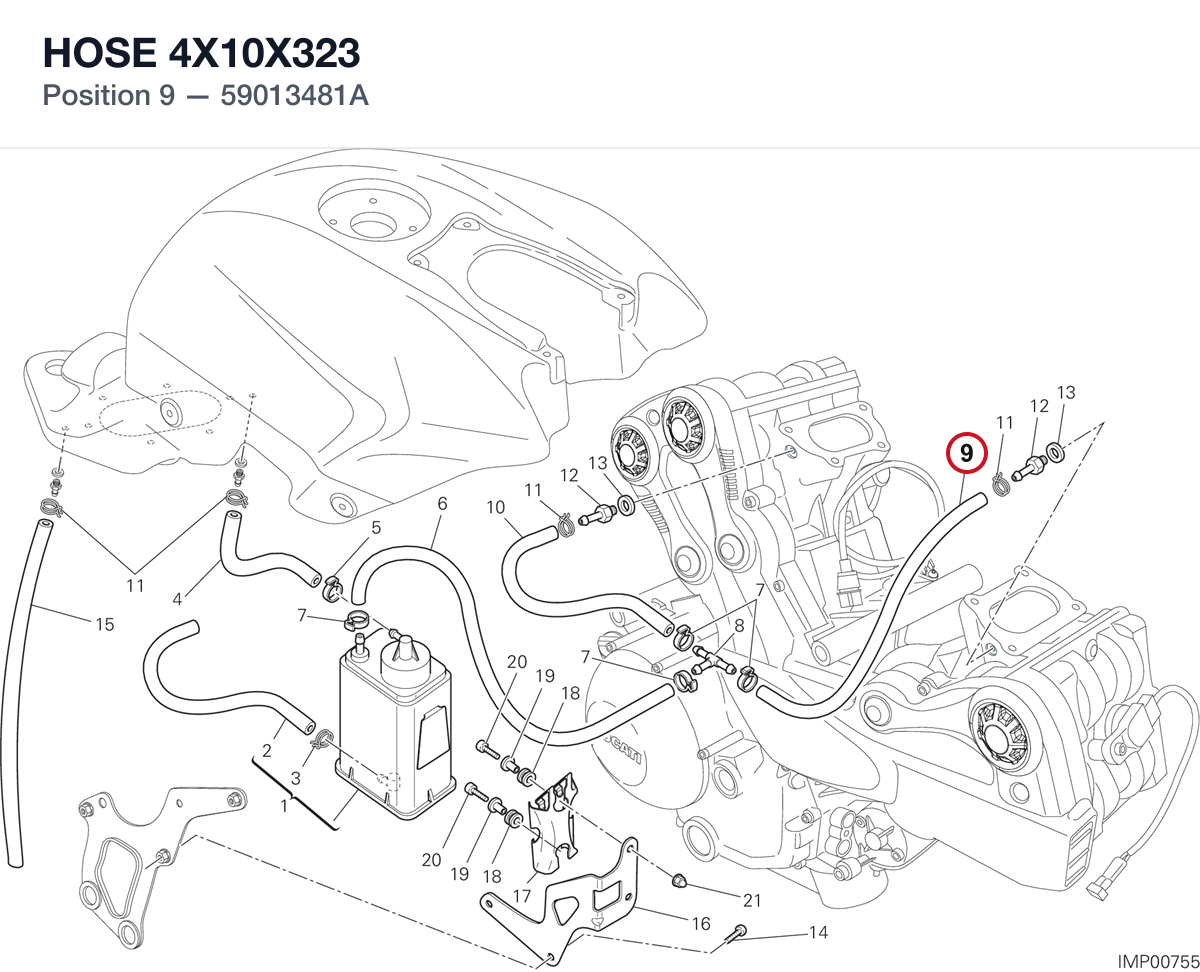 HOSE 4X10X323 59013481A diagram position