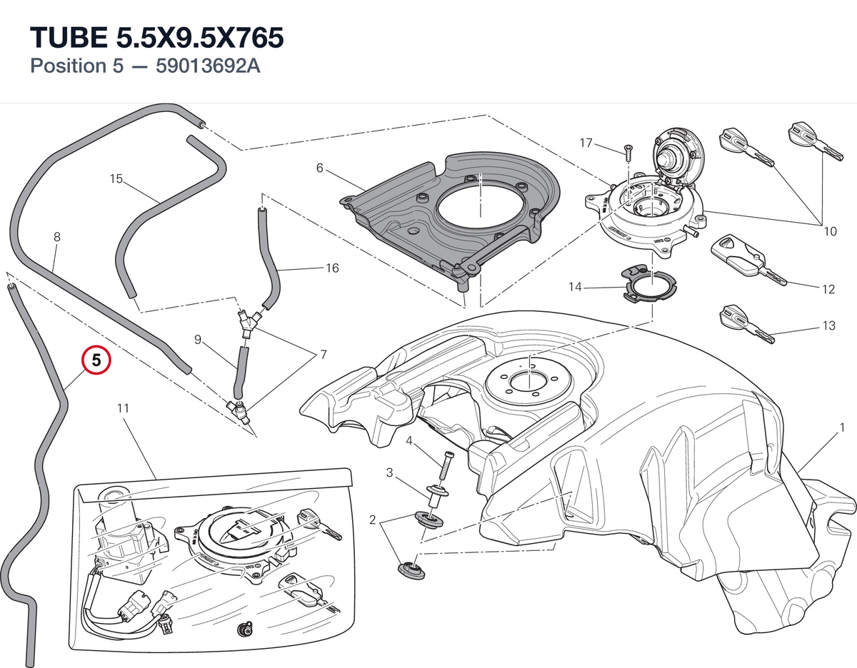 TUBE 5.5X9.5X765 59013692A diagram position