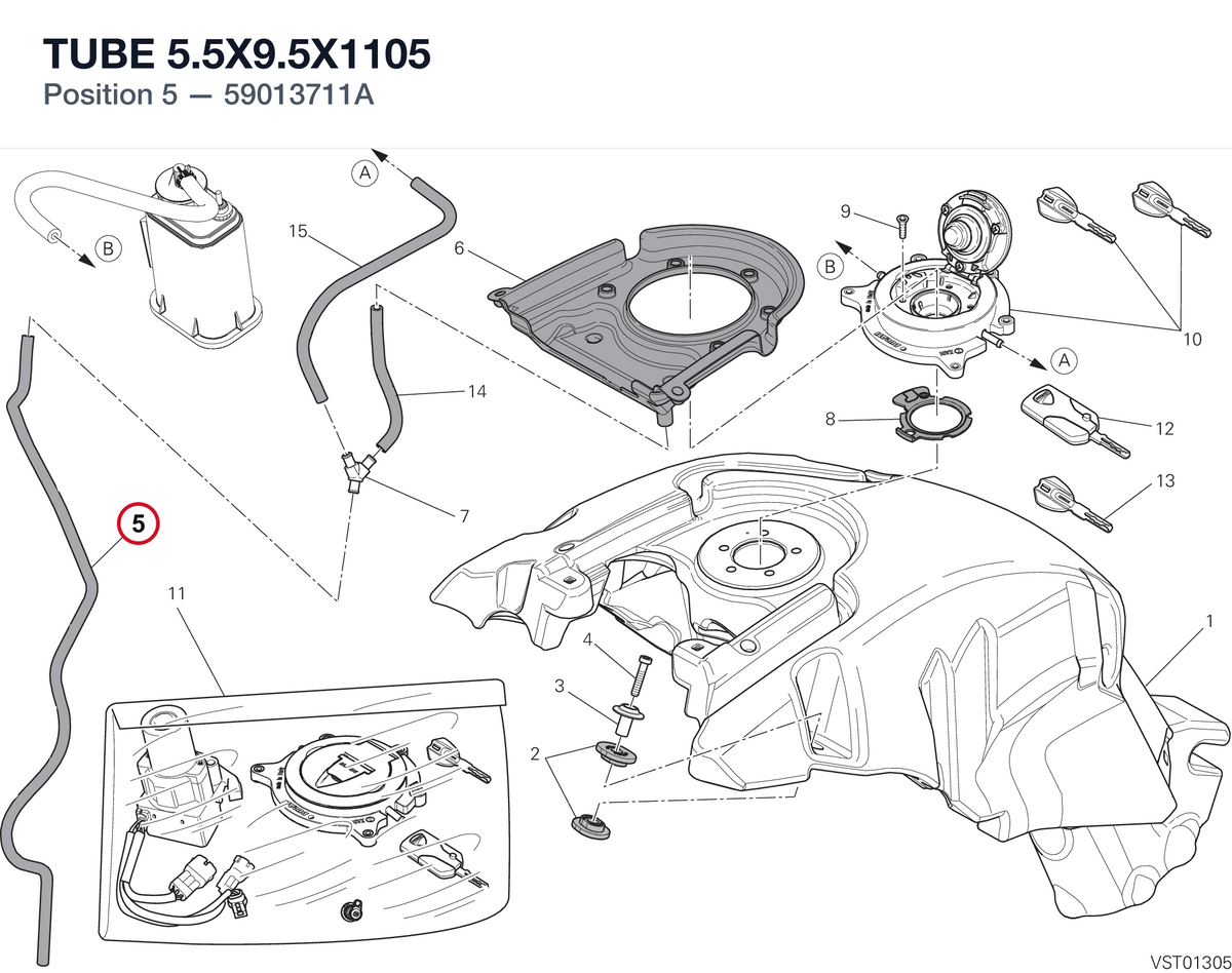 TUBE 5.5X9.5X1105 59013711A diagram position
