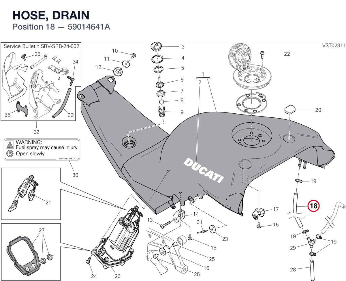 HOSE, DRAIN 59014641A diagram position