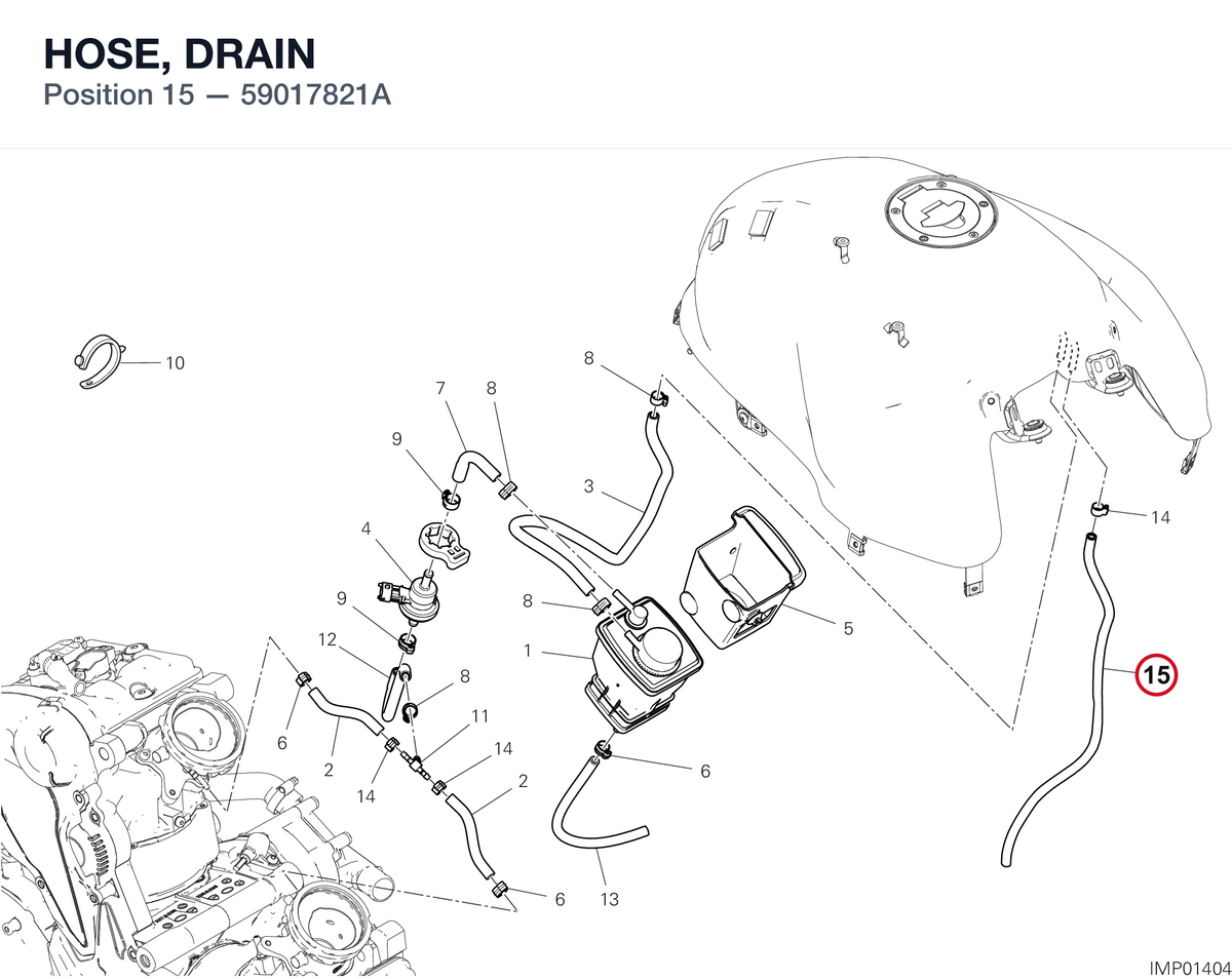 HOSE, DRAIN 59017821A diagram position