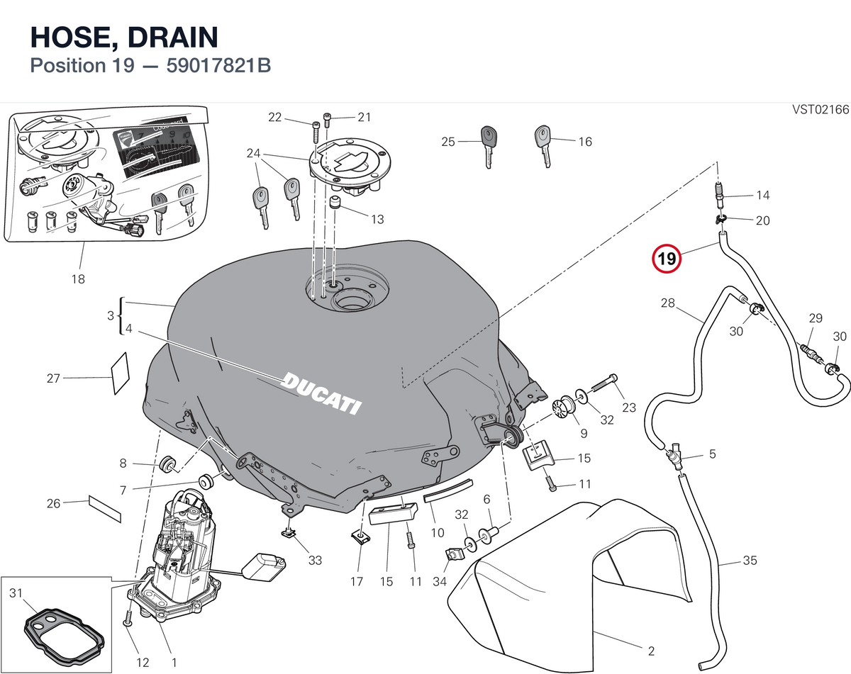 HOSE, DRAIN 59017821B diagram position