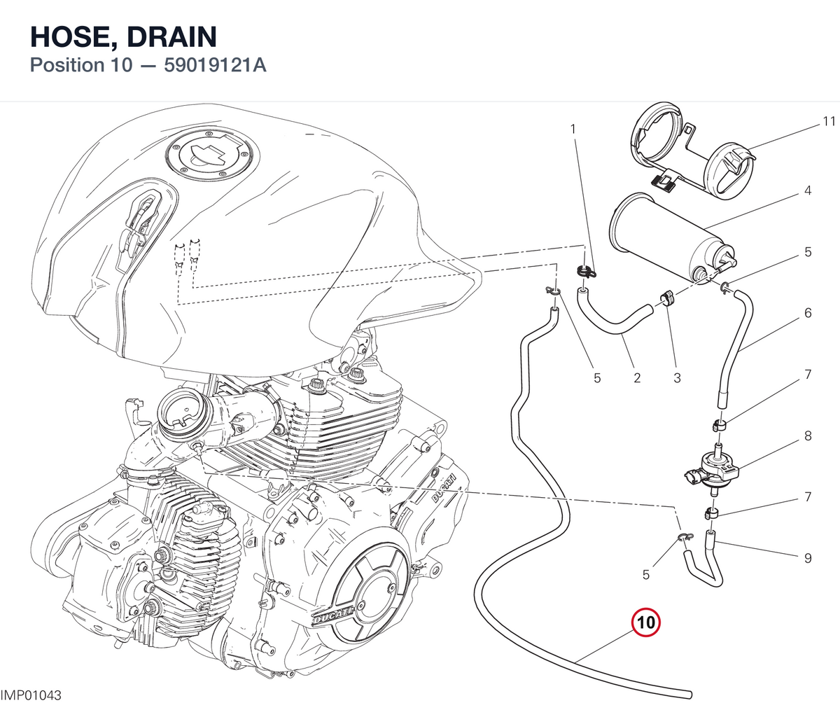 HOSE, DRAIN 59019121A diagram position
