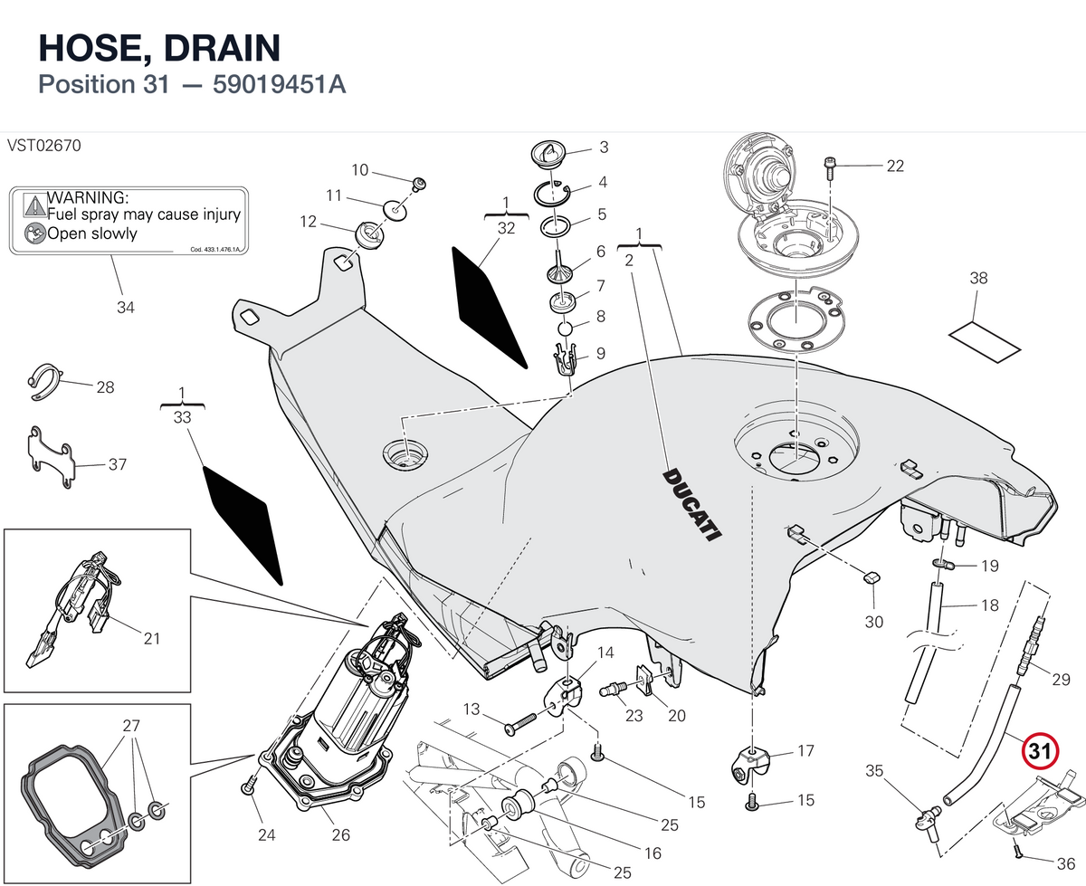 HOSE, DRAIN 59019451A diagram position