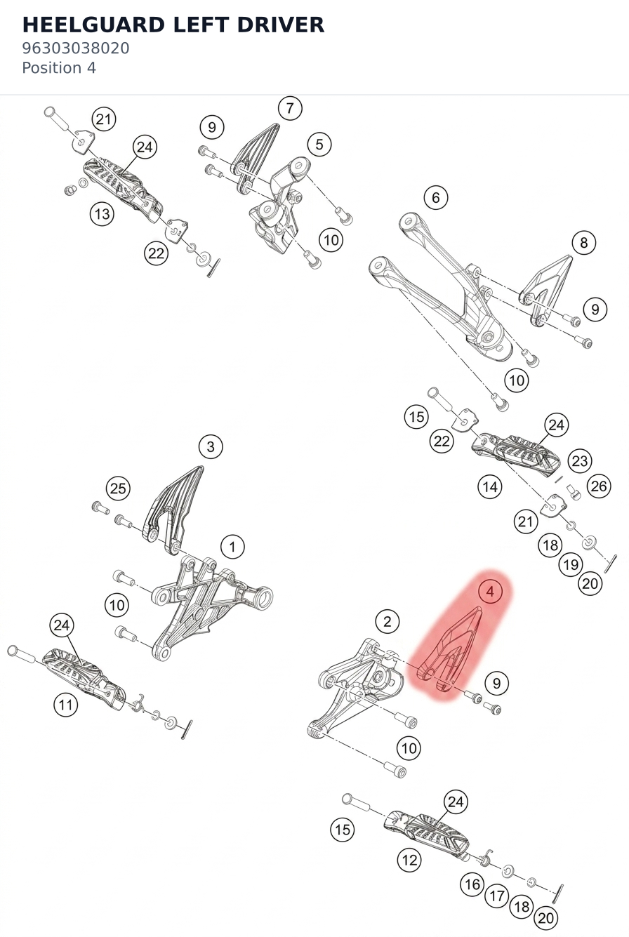 Diagram preview: HEELGUARD LEFT DRIVER (96303038020)