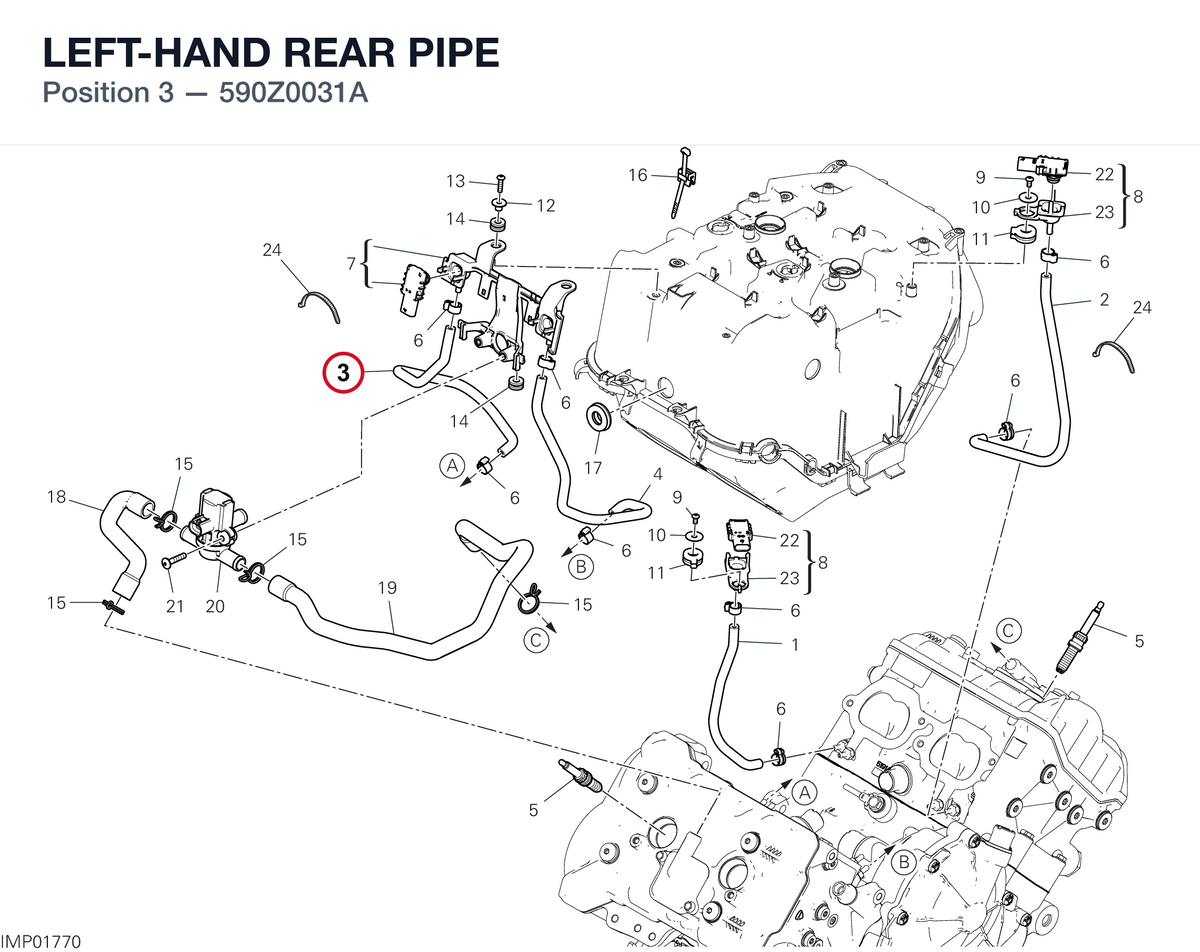 LEFT-HAND REAR PIPE 590Z0031A diagram position