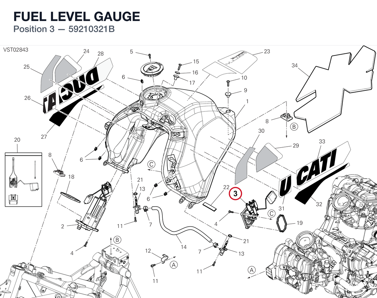 FUEL LEVEL GAUGE 59210321B diagram position