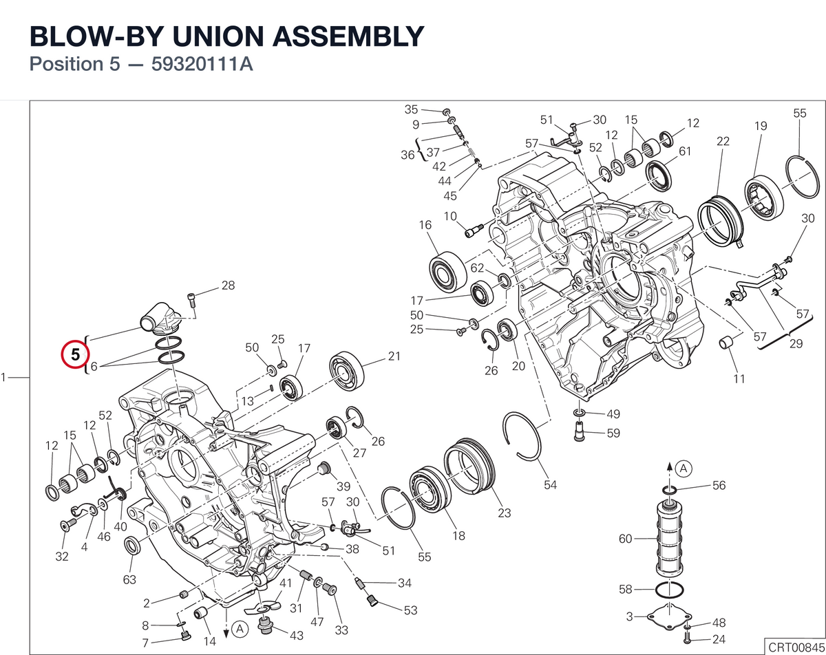 BLOW-BY UNION ASSEMBLY 59320111A diagram position