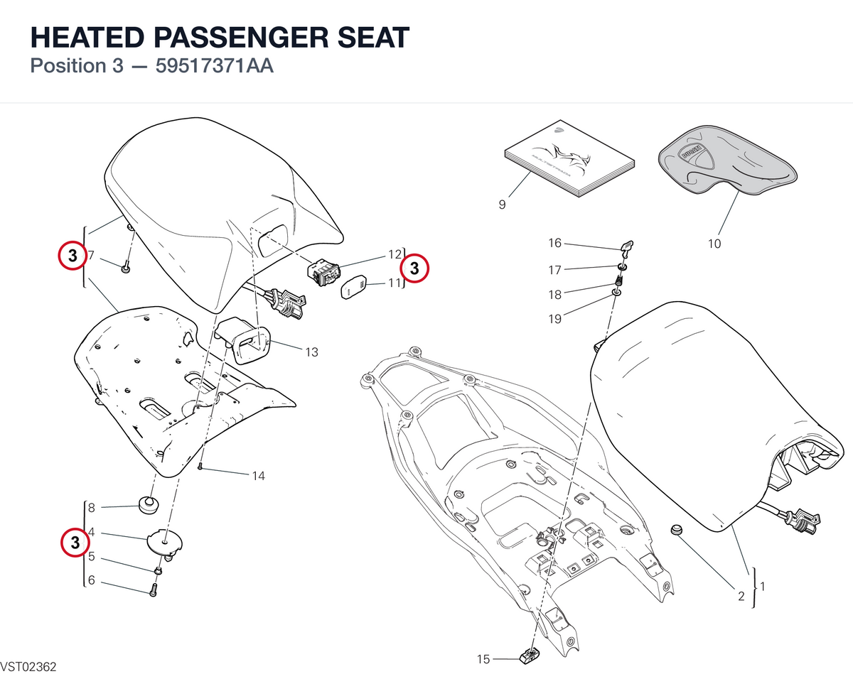 HEATED PASSENGER SEAT 59517371AA diagram position