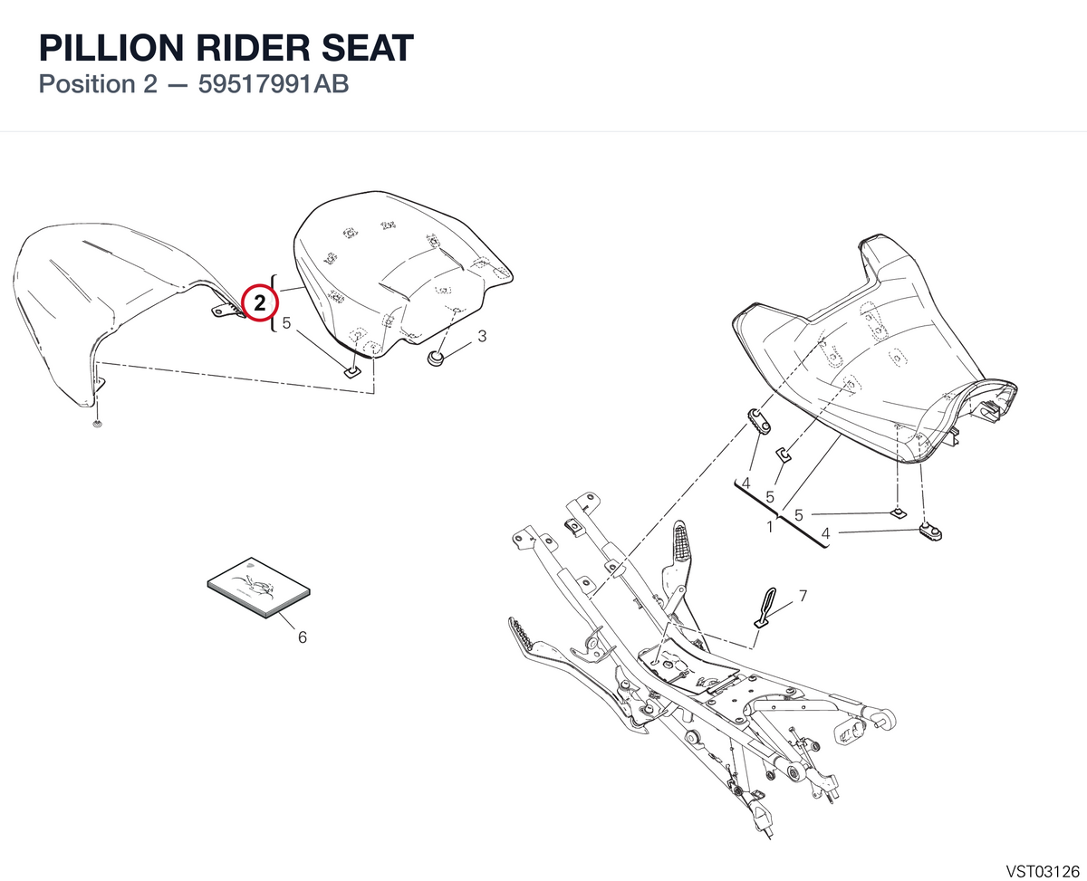PILLION RIDER SEAT 59517991AB diagram position