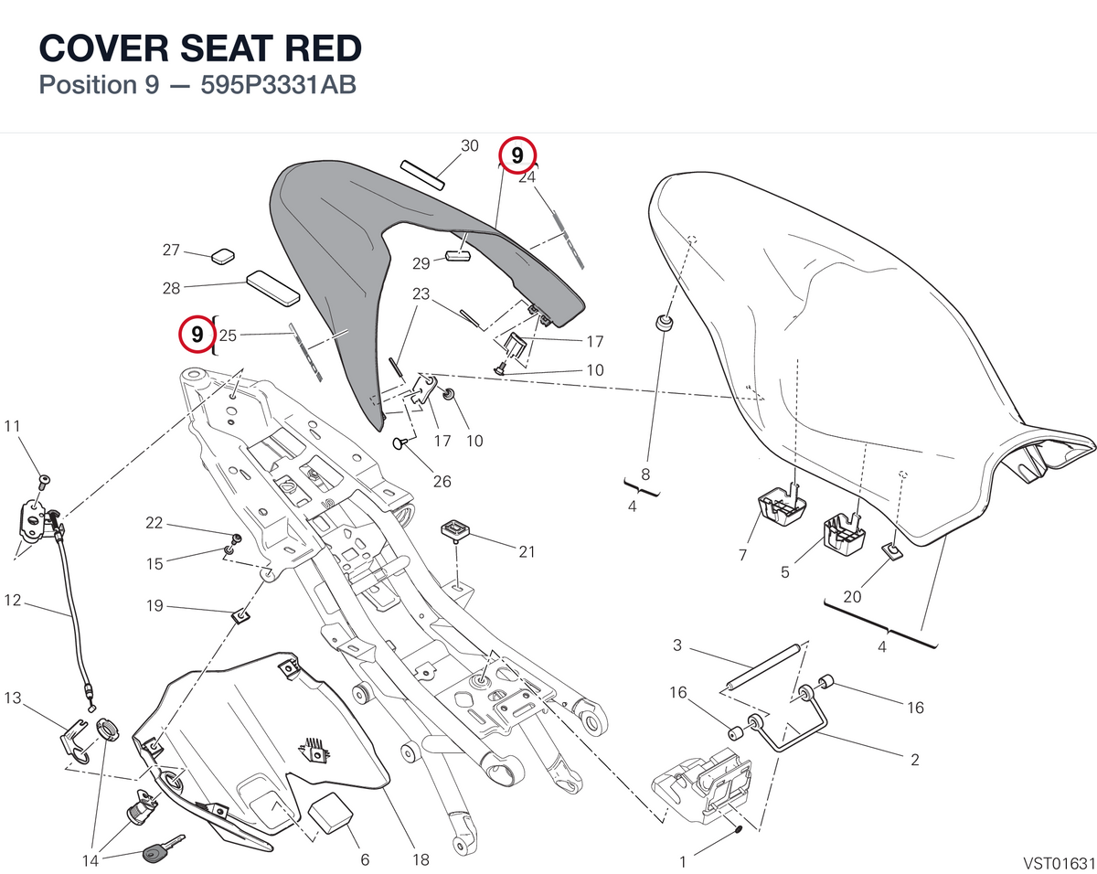 COVER SEAT RED 595P3331AB diagram position