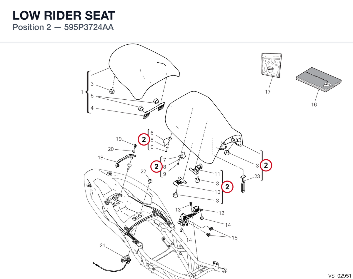 LOW RIDER SEAT 595P3724AA diagram position
