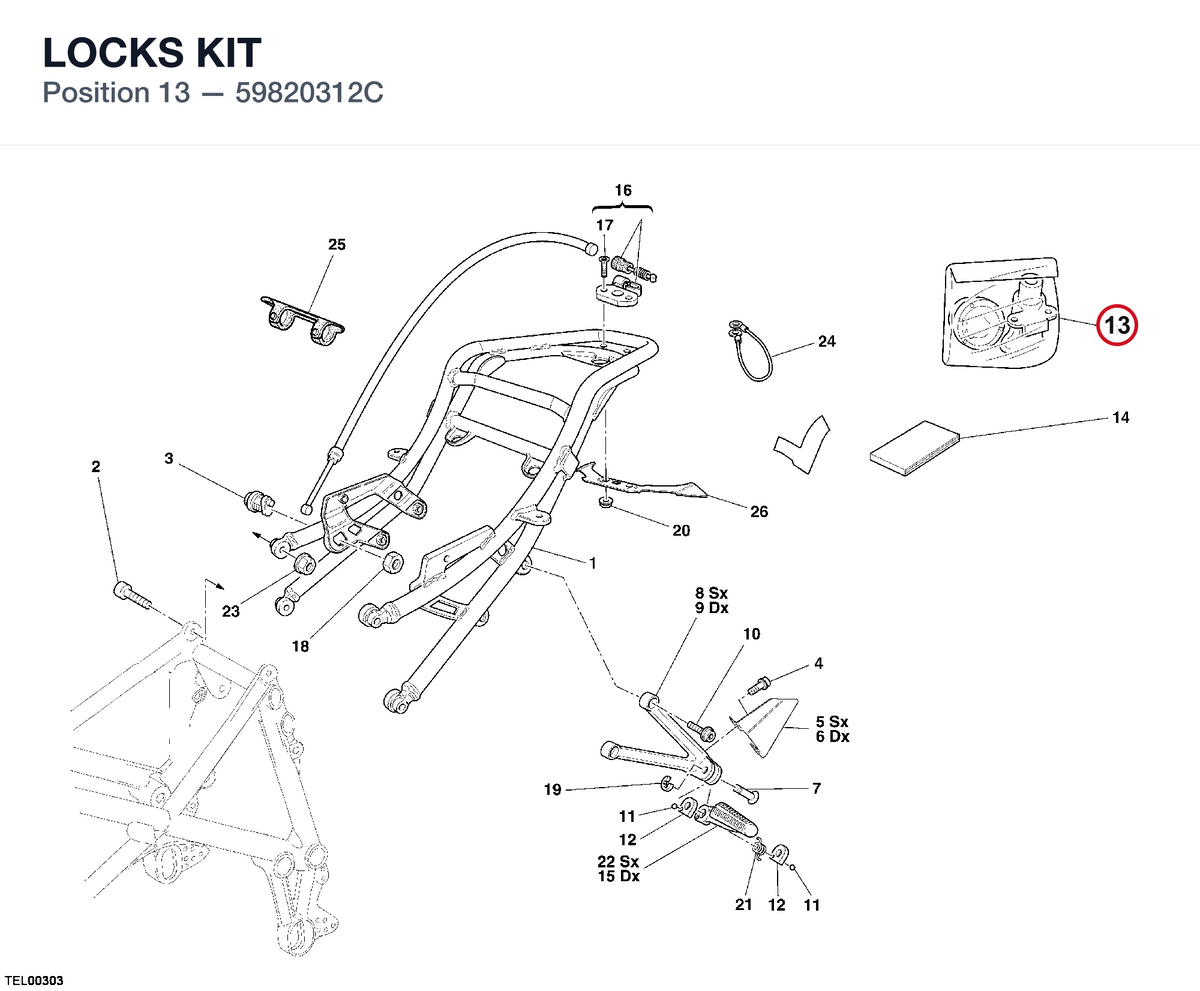 LOCKS KIT 59820312C diagram position