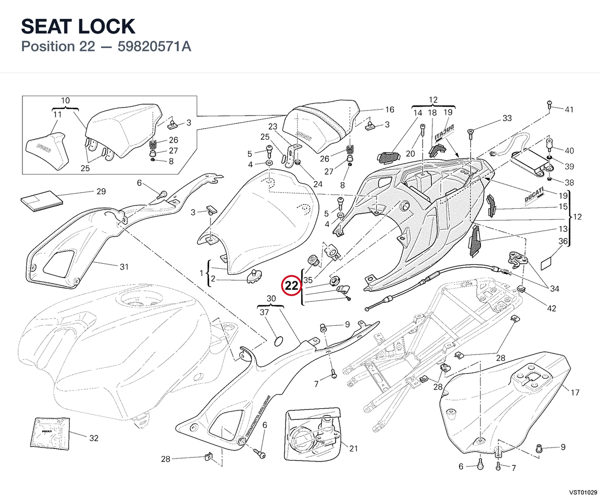 SEAT LOCK 59820571A diagram position