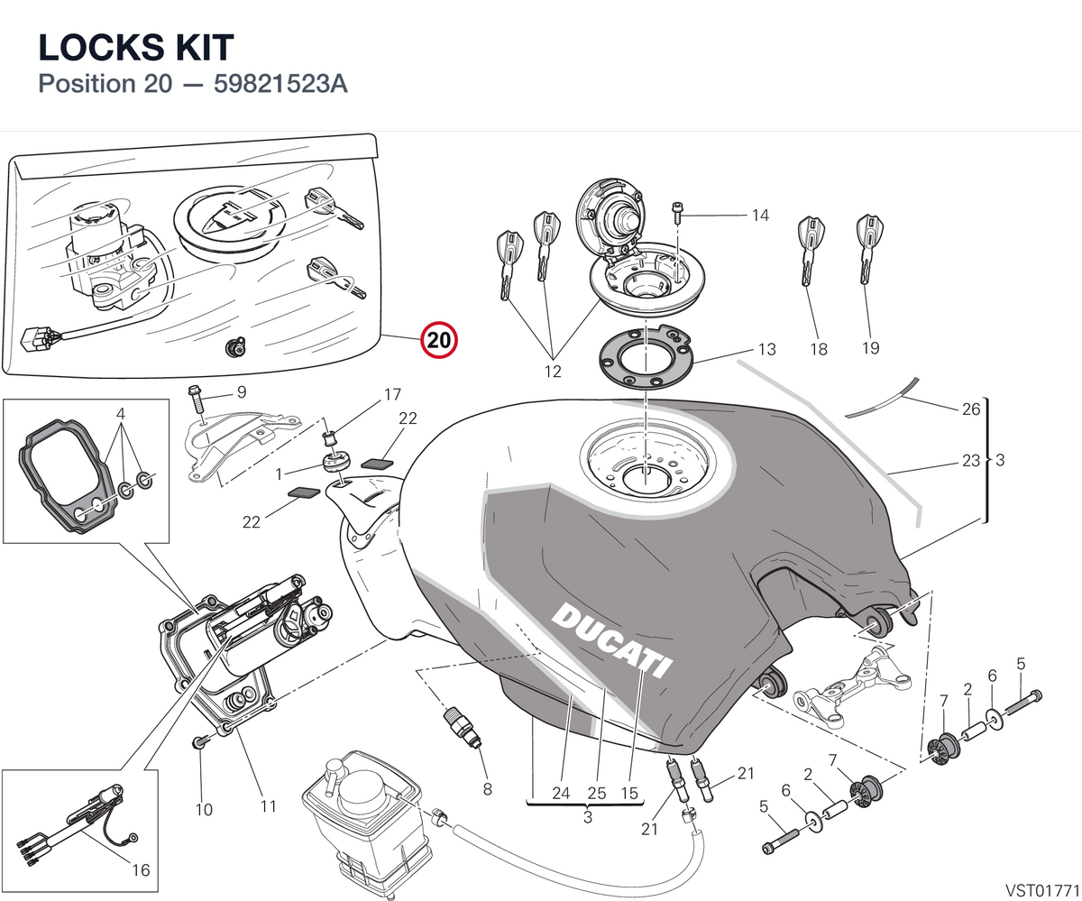 LOCKS KIT 59821523A diagram position