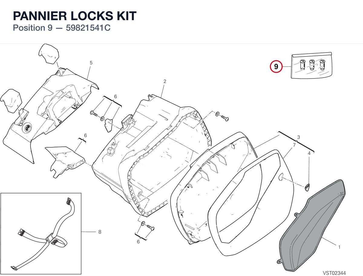 PANNIER LOCKS KIT 59821541C diagram position