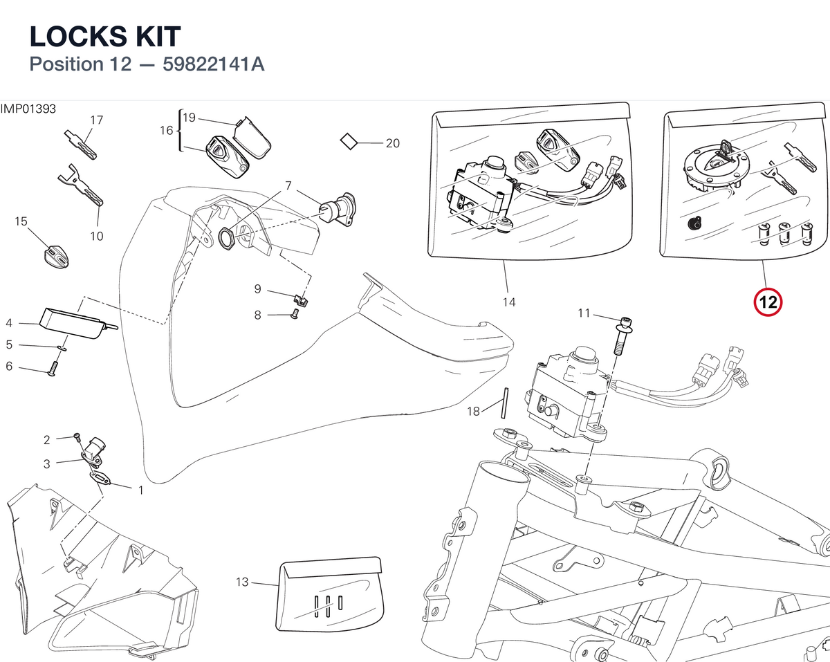 LOCKS KIT 59822141A diagram position