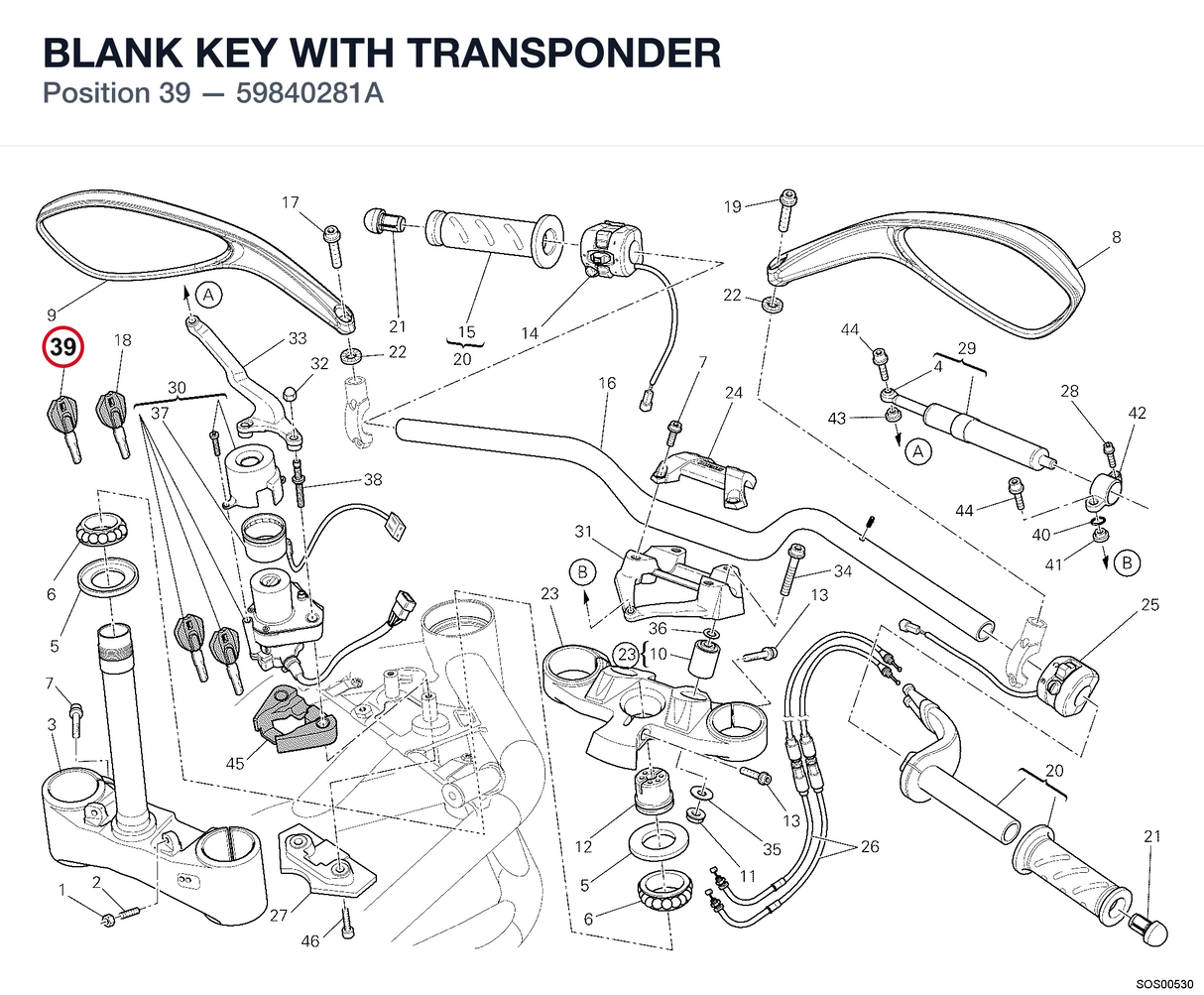 BLANK KEY WITH TRANSPONDER 59840281A diagram position
