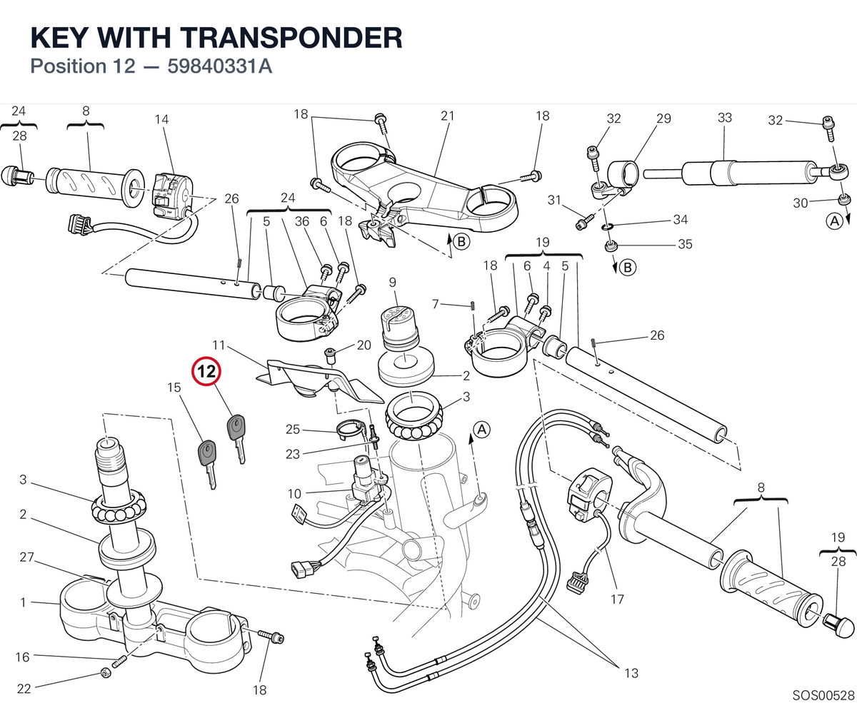 KEY WITH TRANSPONDER 59840331A diagram position