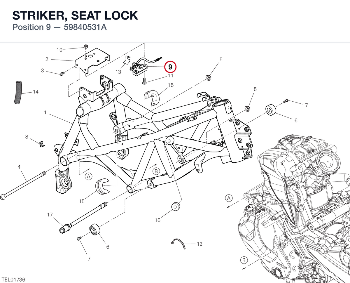 STRIKER, SEAT LOCK 59840531A diagram position