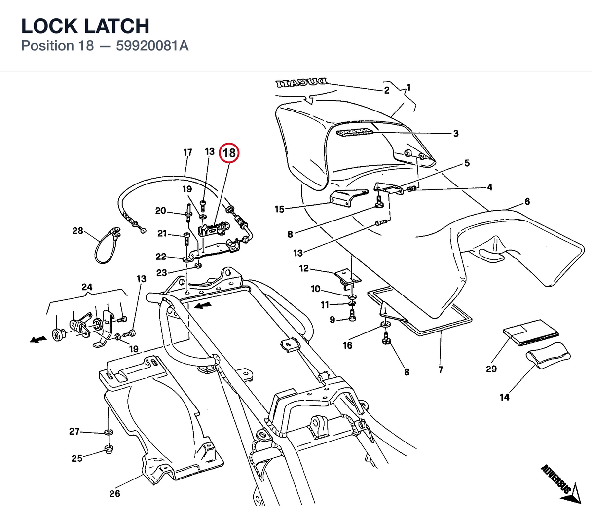 LOCK LATCH 59920081A diagram position