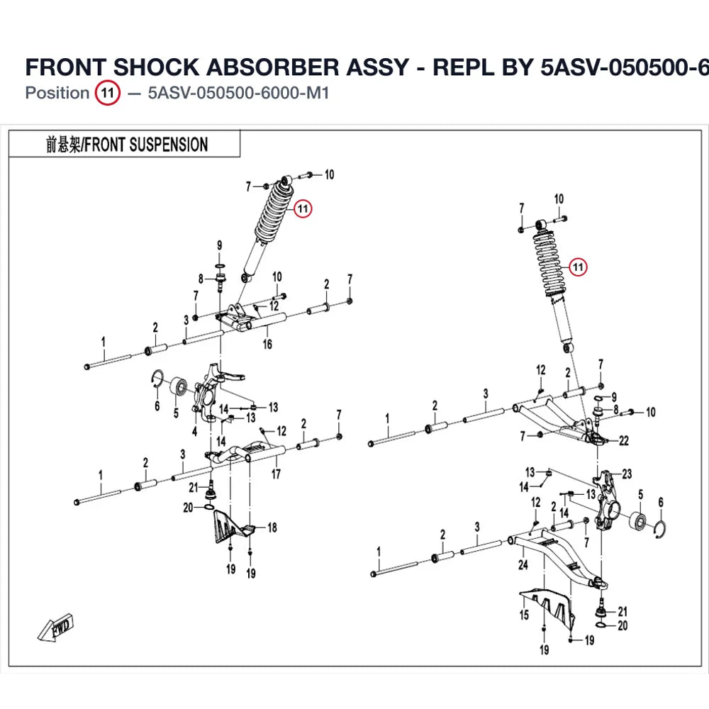 FRONT SHOCK ABSORBER ASSY - REPL BY 5ASV-050500-6000-M2 product image