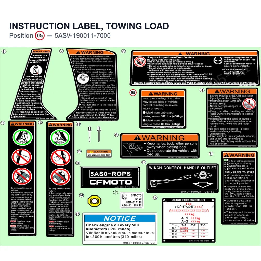 INSTRUCTION LABEL, TOWING LOAD product image