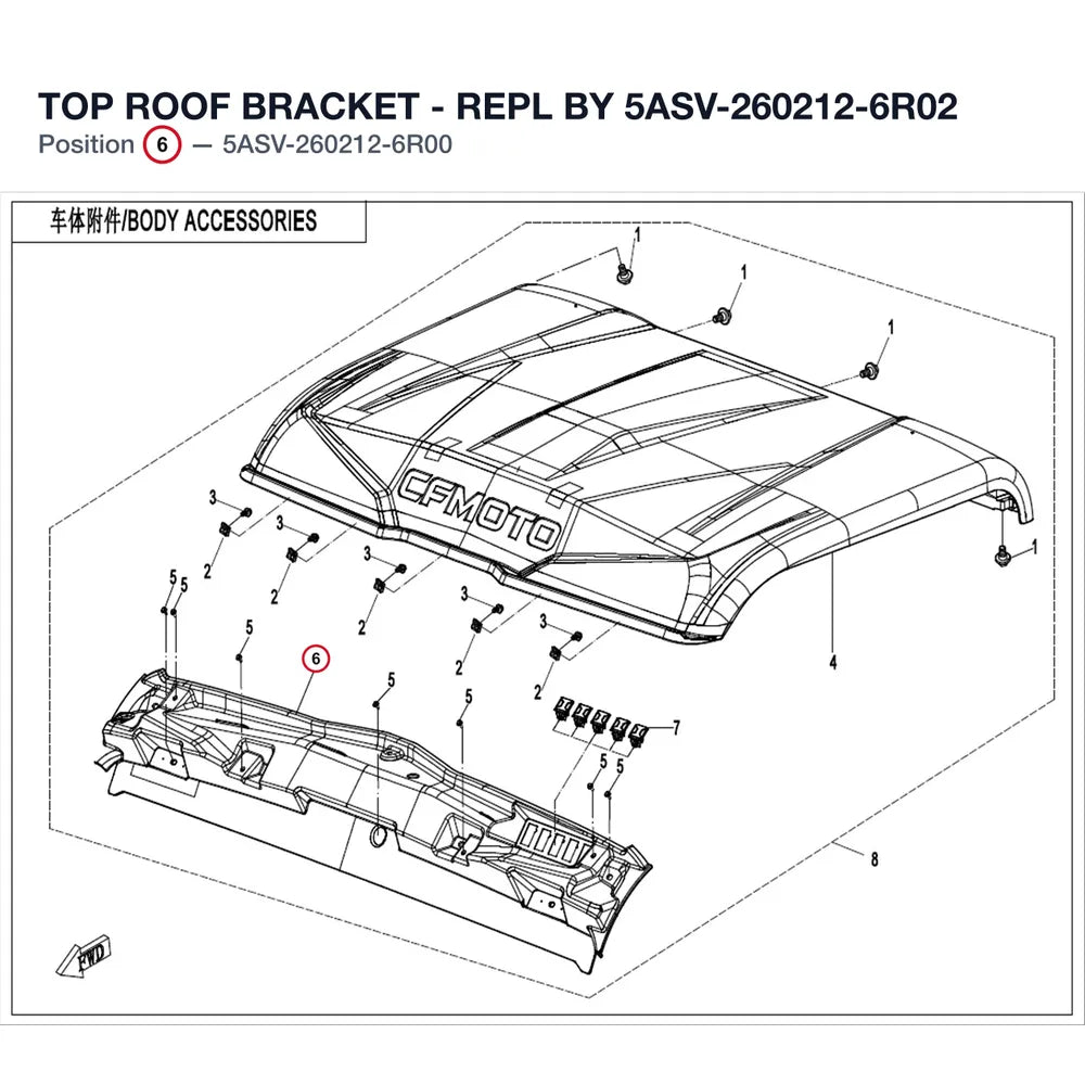 TOP ROOF BRACKET - REPL BY 5ASV-260212-6R02 product image