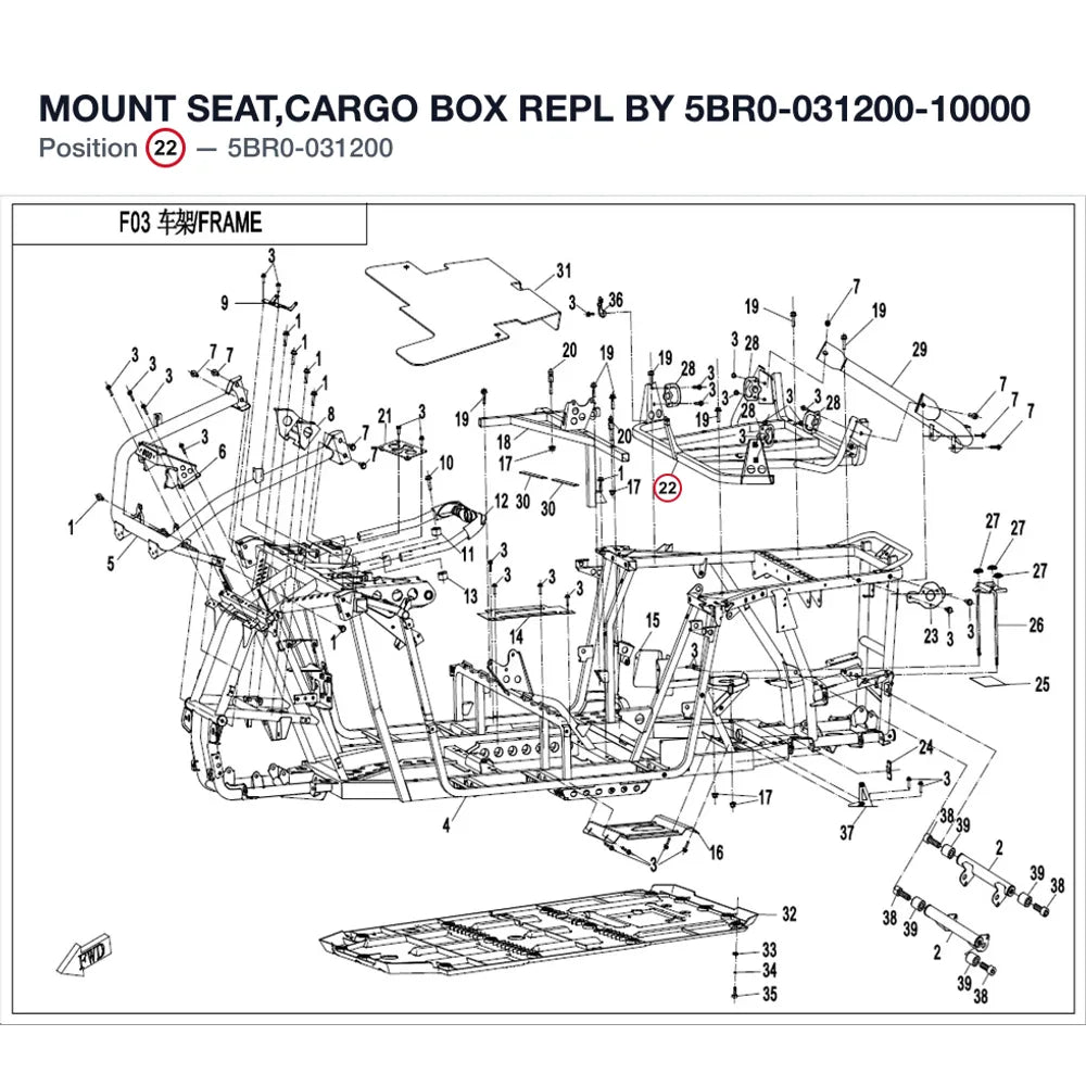 MOUNT SEAT,CARGO BOX REPL BY 5BR0-031200-10000 product image