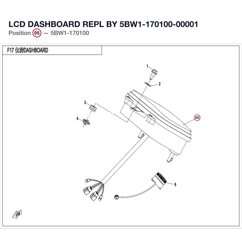 LCD DASHBOARD REPL BY 5BW1-170100-00001 product image