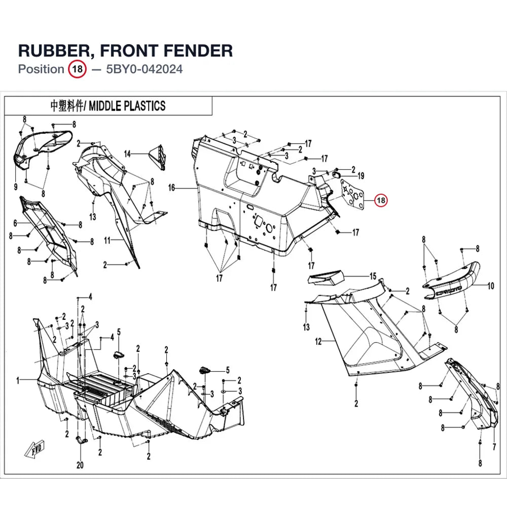 RUBBER, FRONT FENDER product image