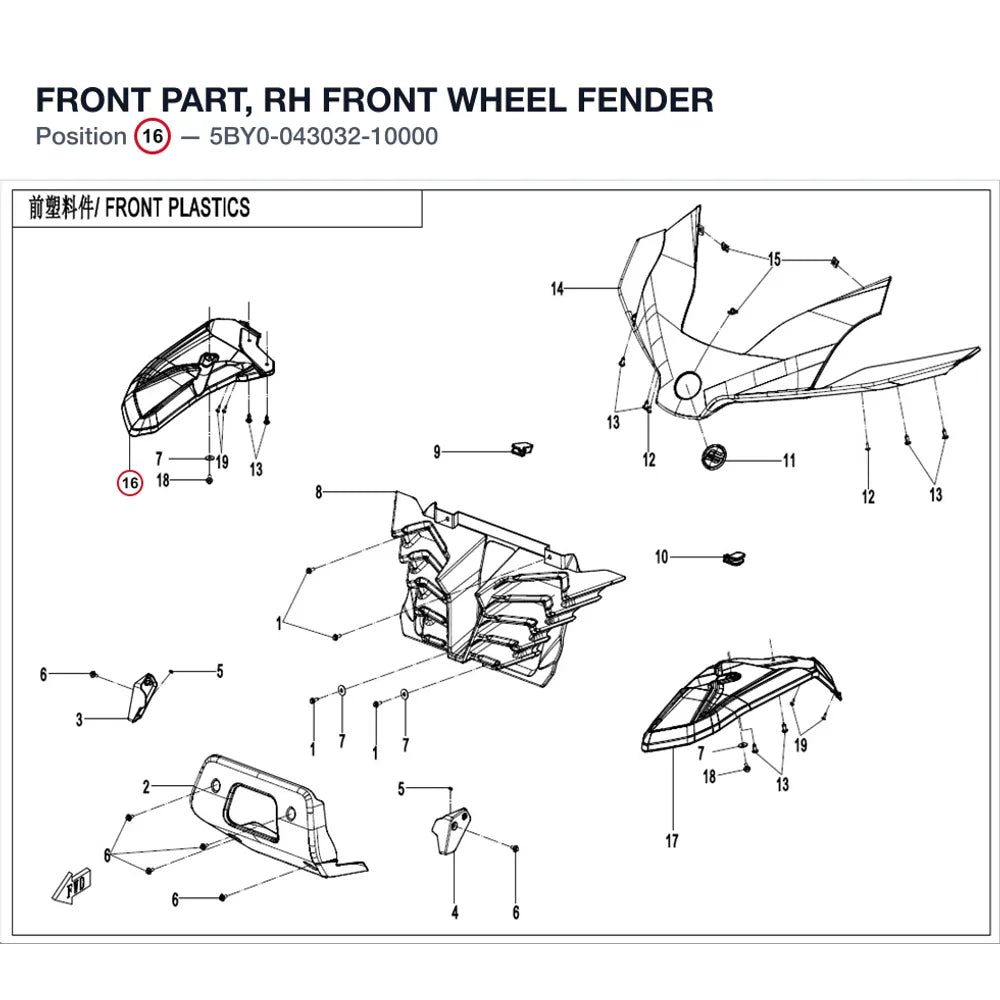 FRONT PART, RH FRONT WHEEL FENDER product image