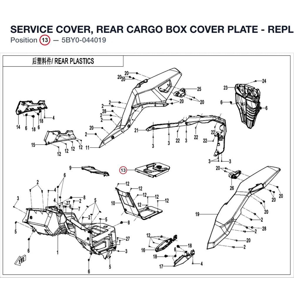 SERVICE COVER, REAR CARGO BOX COVER PLATE - REPL 5BYV-044019-A100 product image