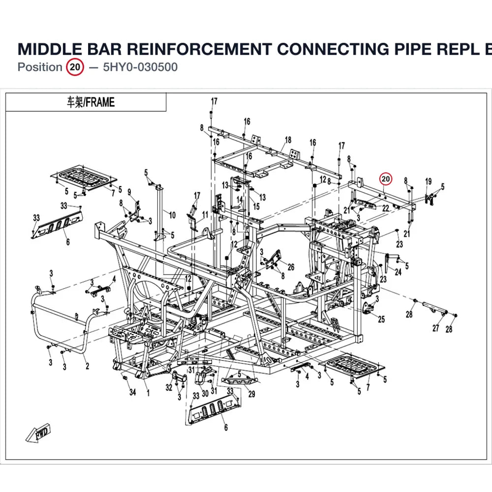 MIDDLE BAR REINFORCEMENT CONNECTING PIPE REPL BY 5HY0-030500-10000 product image