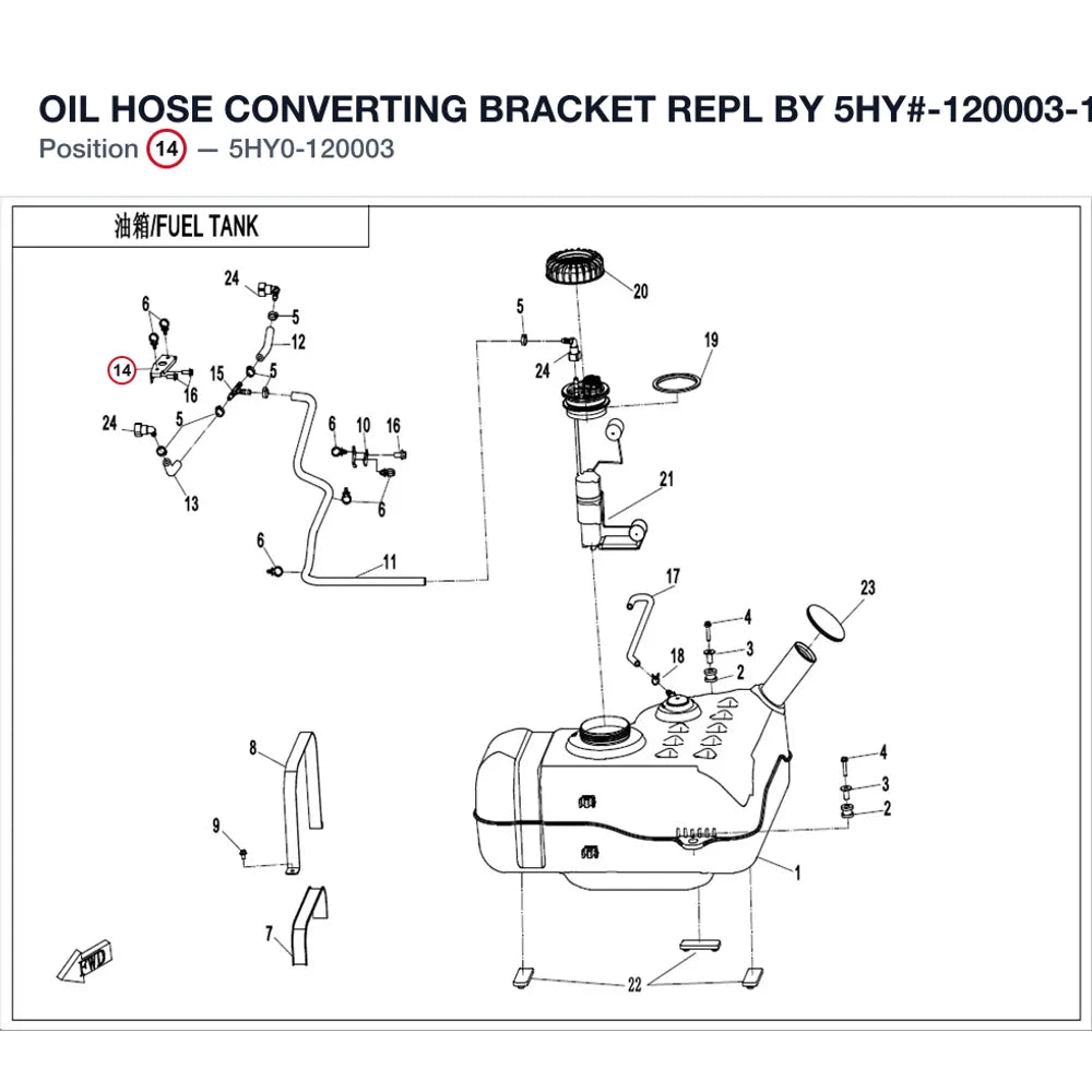 OIL HOSE CONVERTING BRACKET REPL BY 5HY#-120003-1000 product image