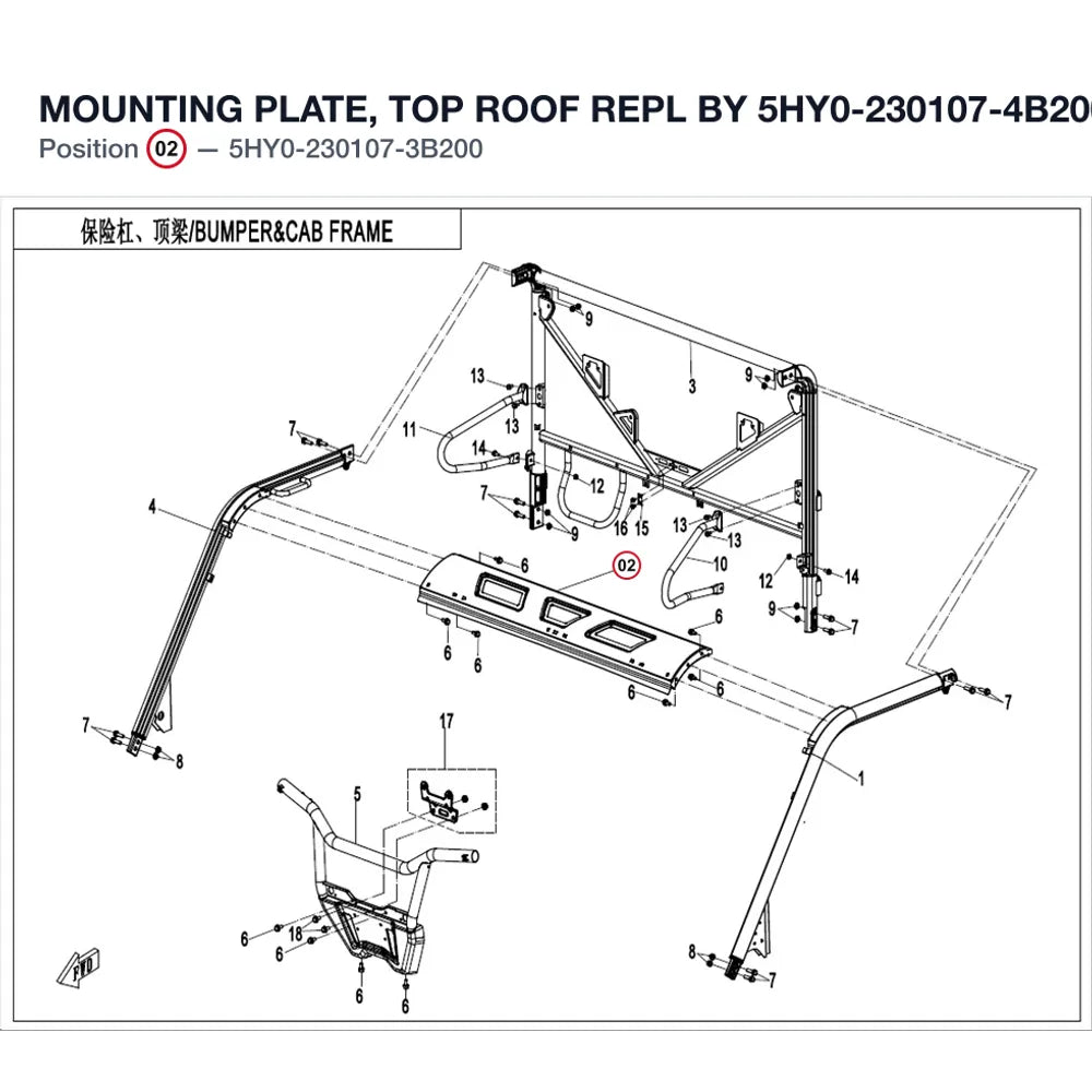 MOUNTING PLATE, TOP ROOF REPL BY 5HY0-230107-4B200 product image