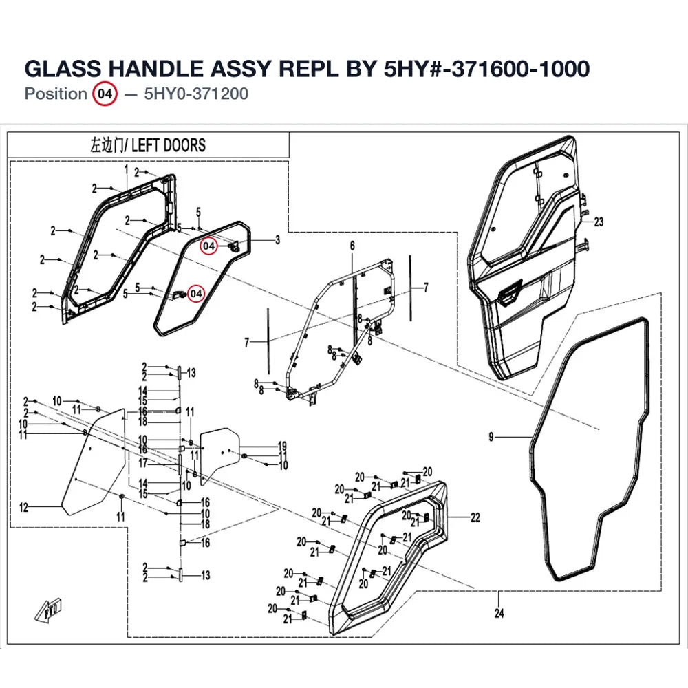 GLASS HANDLE ASSY REPL BY 5HY#-371600-1000 product image