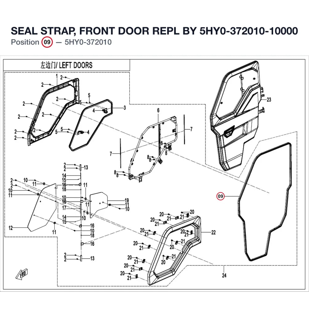 SEAL STRAP, FRONT DOOR REPL BY 5HY0-372010-10000 product image