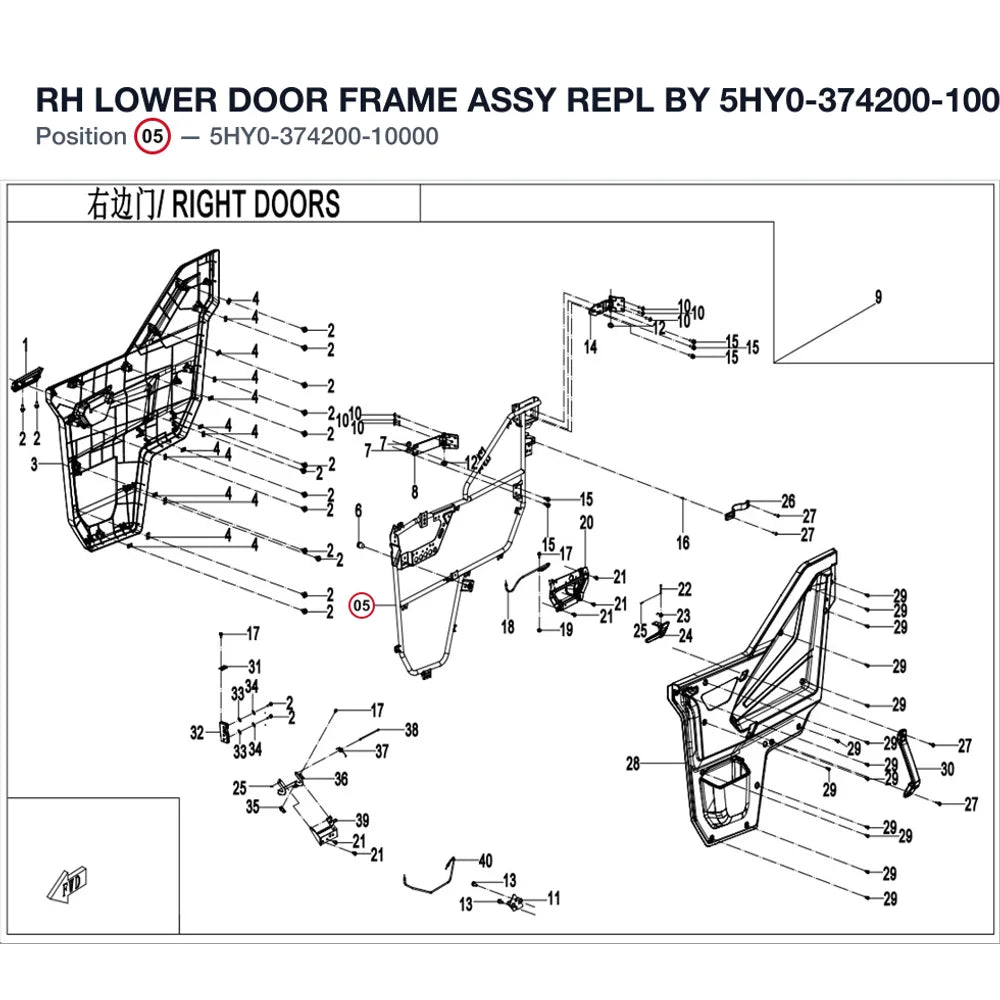 RH LOWER DOOR FRAME ASSY REPL BY 5HY0-374200-10001 product image