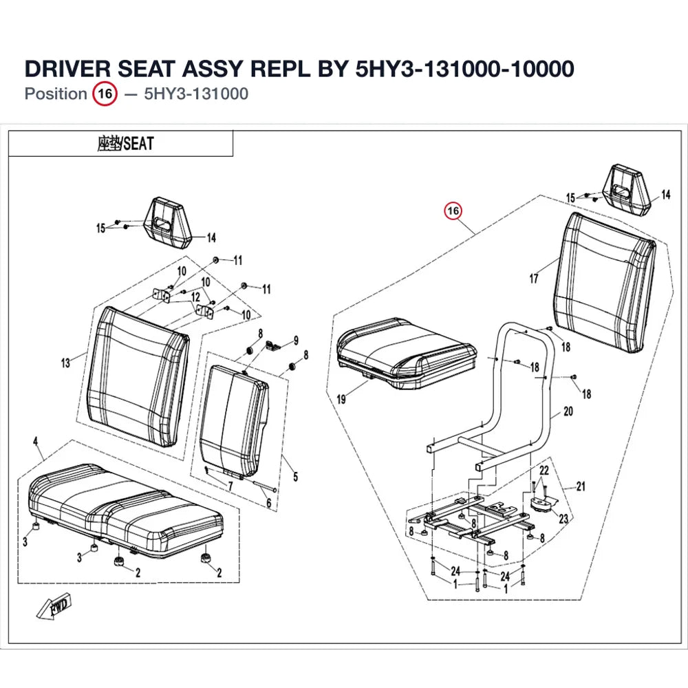 DRIVER SEAT ASSY REPL BY 5HY3-131000-10000 product image