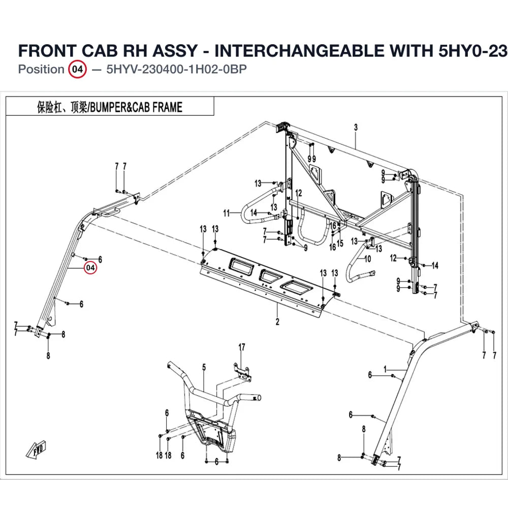 FRONT CAB RH ASSY - INTERCHANGEABLE WITH 5HY0-230400-5B200 product image
