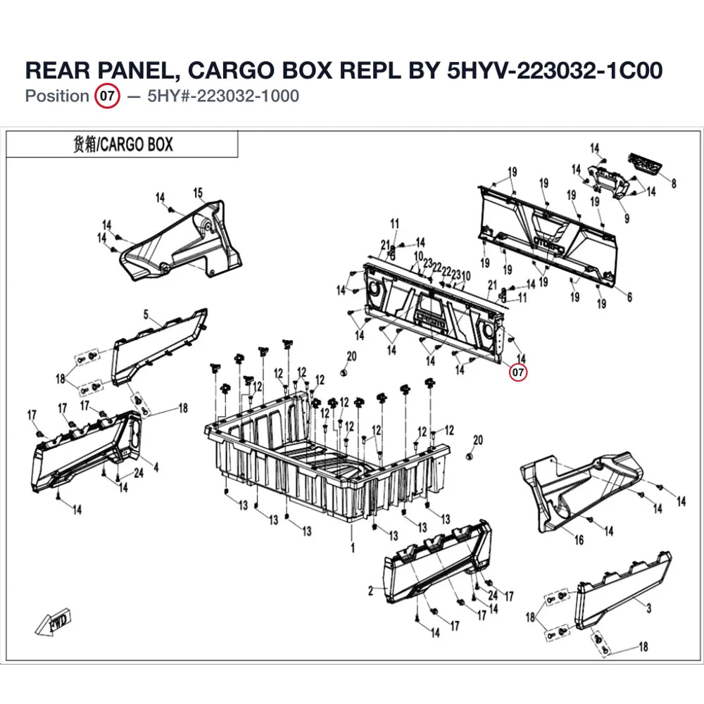 REAR PANEL, CARGO BOX REPL BY 5HYV-223032-1C00 product image