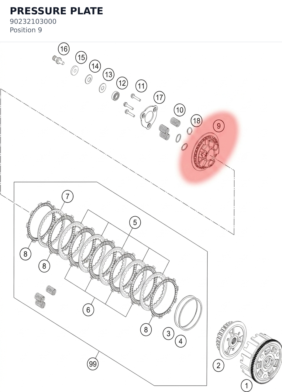 Diagram preview: PRESSURE PLATE (90232103000)