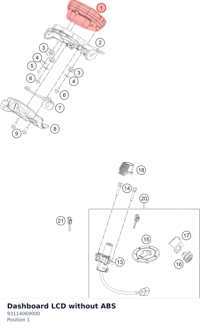 Diagram preview: Dashboard LCD without ABS (93114069000)