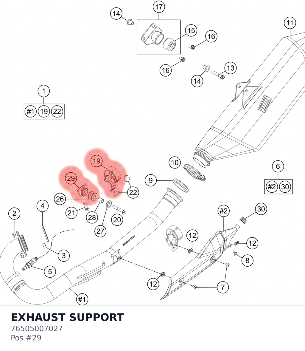Diagram preview: EXHAUST SUPPORT (76505007027)