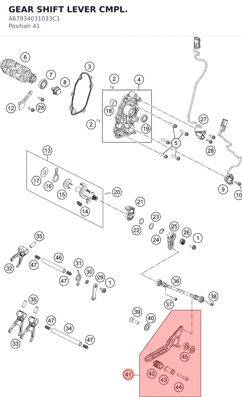 Diagram preview: GEAR SHIFT LEVER CMPL. (A67934031033C1)